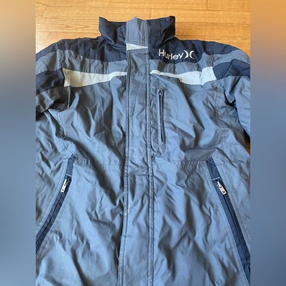 Hurley Kids Boys M Gray Black Ski Puffer Jacket collared winter kidcore gorpcore - Picture 2 of 12